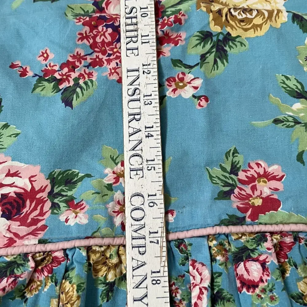 Vintage Blue Floral Duvet Cover 2 Ruffle Pillows 1 Long Pillow Cottage Core